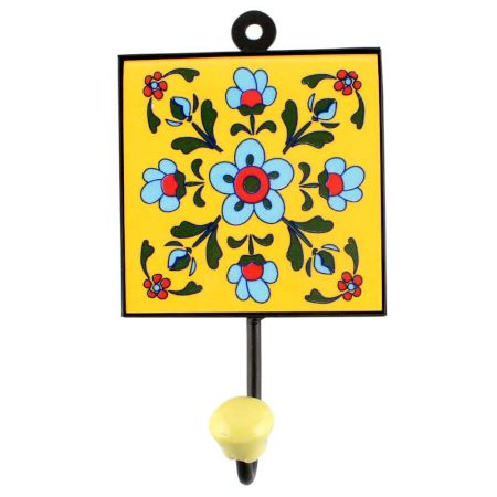 Turquoise Tiny Ceramic Tile Hook